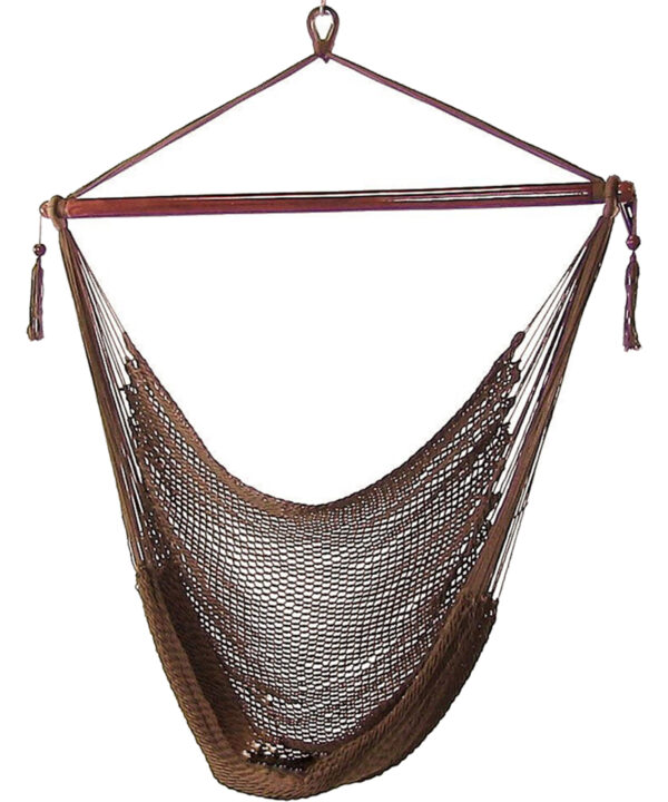 Sunnydaze Caribbean Extra Large Hammock Chair, Soft-Spun Polyester Rope, 40 Inch Wide Seat, Mocha
