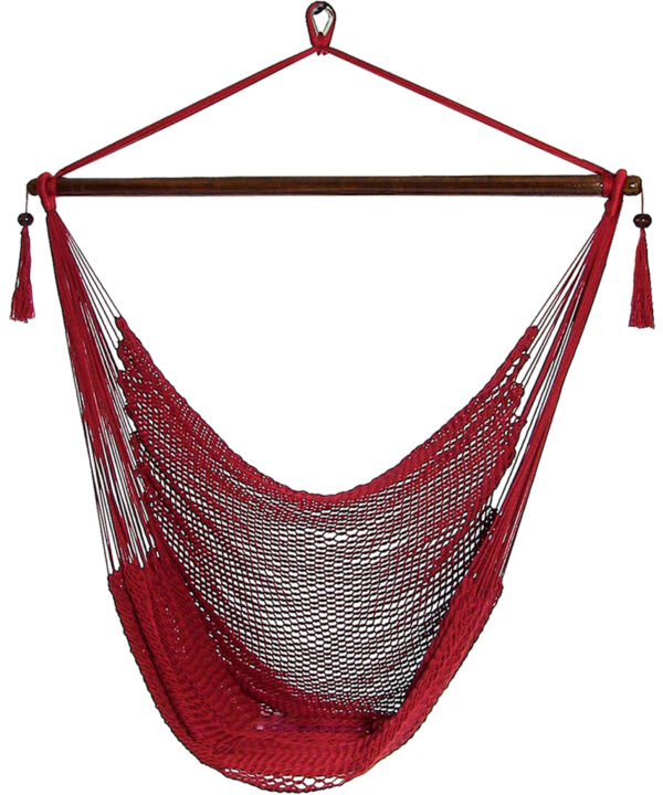 Sunnydaze Caribbean Extra Large Hammock Chair, Soft-Spun Polyester Rope, 40 Inch Wide Seat, Red