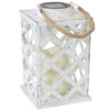 Sunnydaze Modern Crosshatch Outdoor Solar LED Candle Lantern - 9-Inch - White