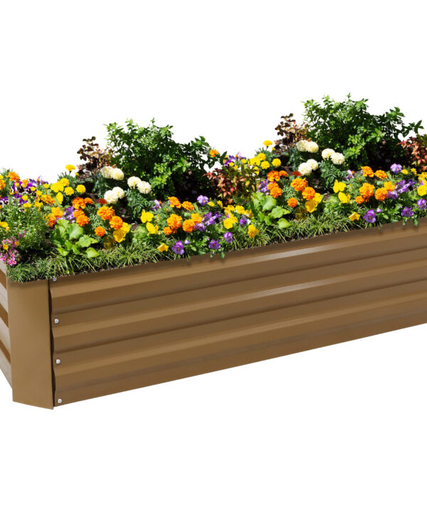 Sunnydaze Galvanized Steel Raised Bed - 48-Inch Rectangle - Brown