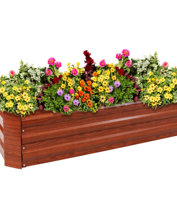 Sunnydaze Galvanized Steel Raised Bed - 48-Inch Rectangle - Woodgrain