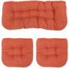 Sunnydaze Tufted Olefin 3-Piece Indoor/Outdoor Settee Cushion Set - Burnt Orange