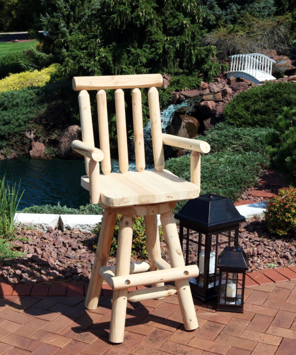Sunnydaze Rustic Bar Stool, Log Cabin Style Unfinished Wood Construction, 4-Foot, Single