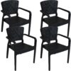 Sunnydaze Segonia Plastic Stacking Arm Chair - Set of 4 - Black Sunnydaze Segonia Plastic Stacking Arm Chair - Set of 4 - Black