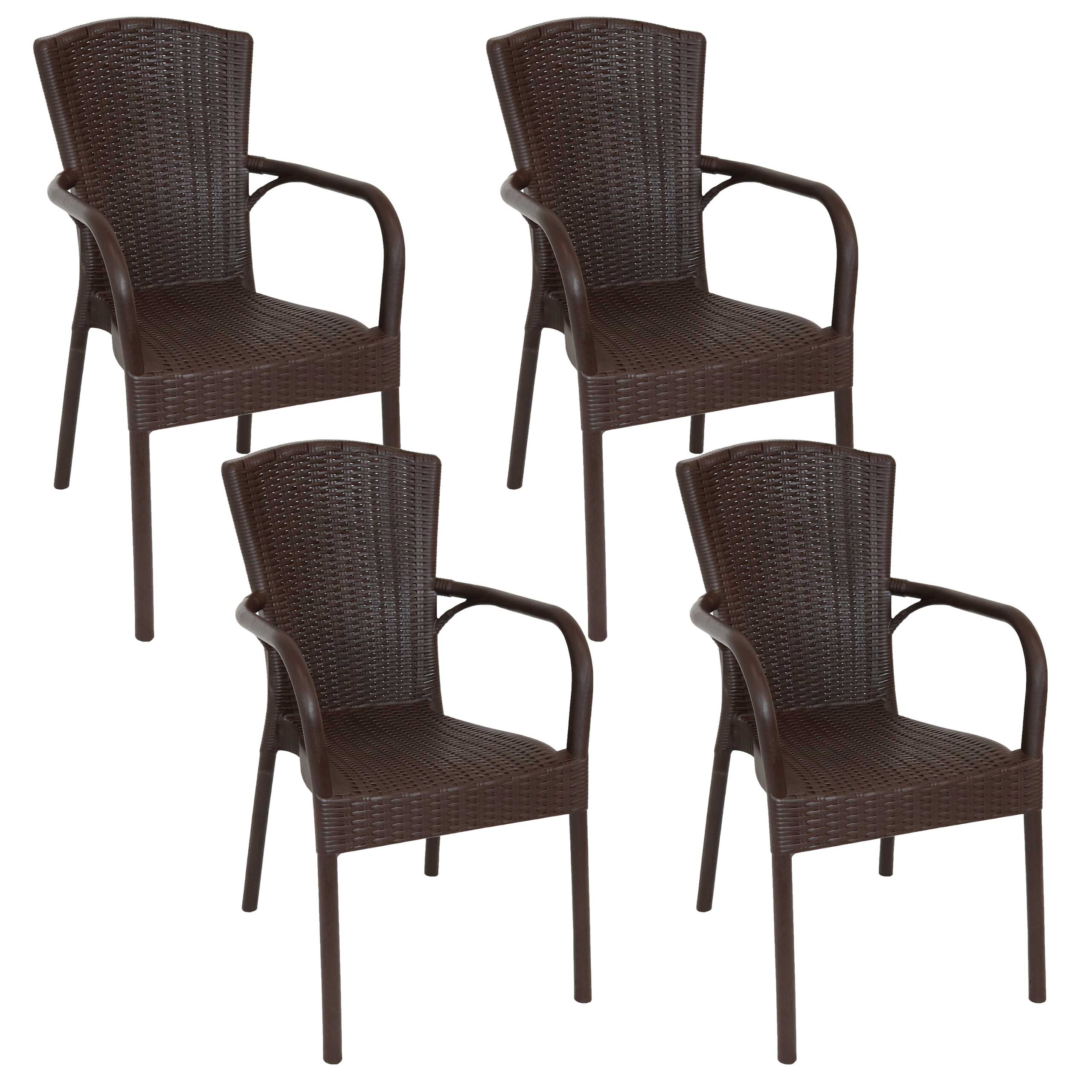 Sunnydaze Segesta Plastic Patio Armchair - Indoor - Outdoor - Set of 4 - Wenge
