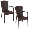 Sunnydaze Segesta Plastic Patio Armchair - Indoor - Outdoor - Set of 2 - Wenge