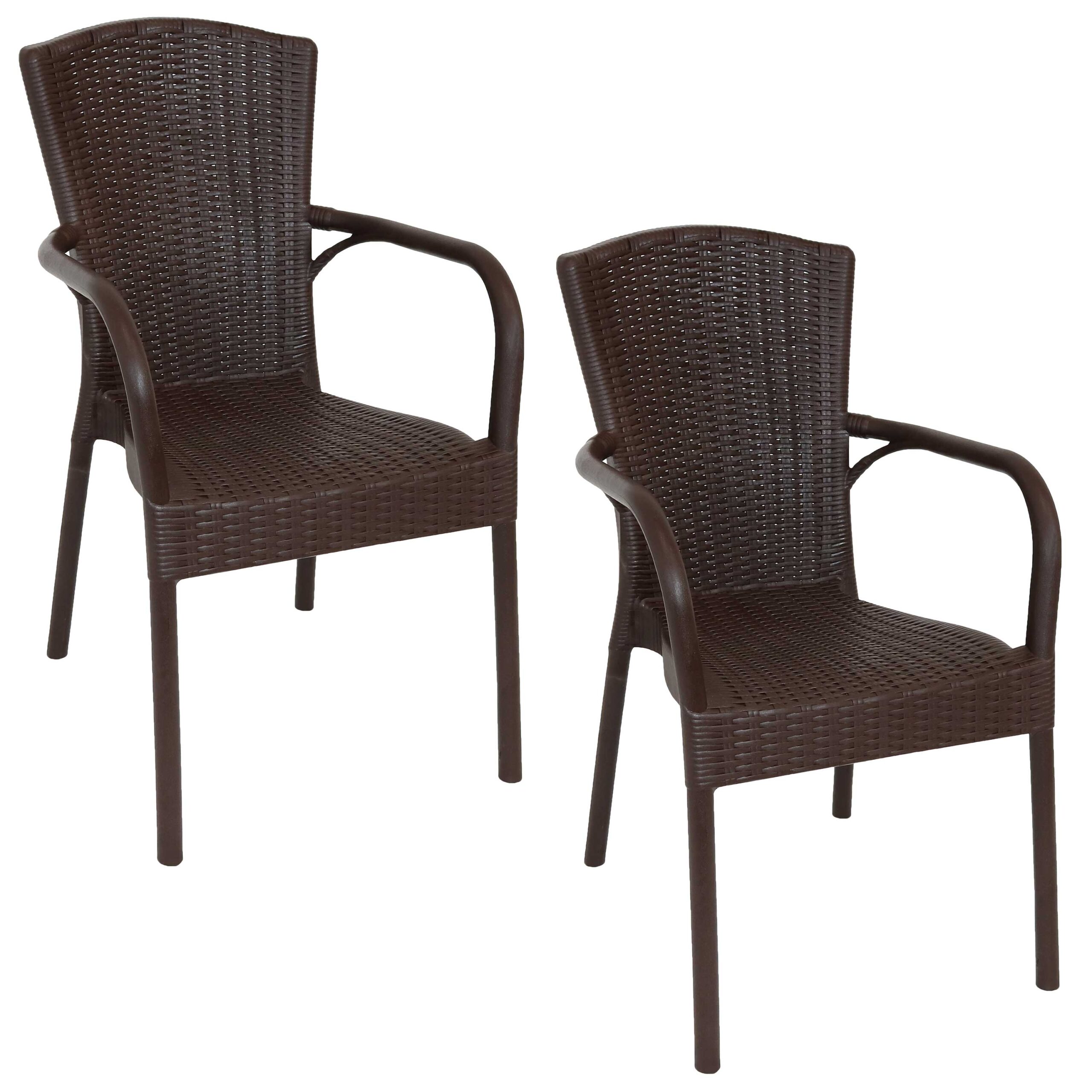 Sunnydaze Segesta Plastic Patio Armchair - Indoor - Outdoor - Set of 2 - Wenge
