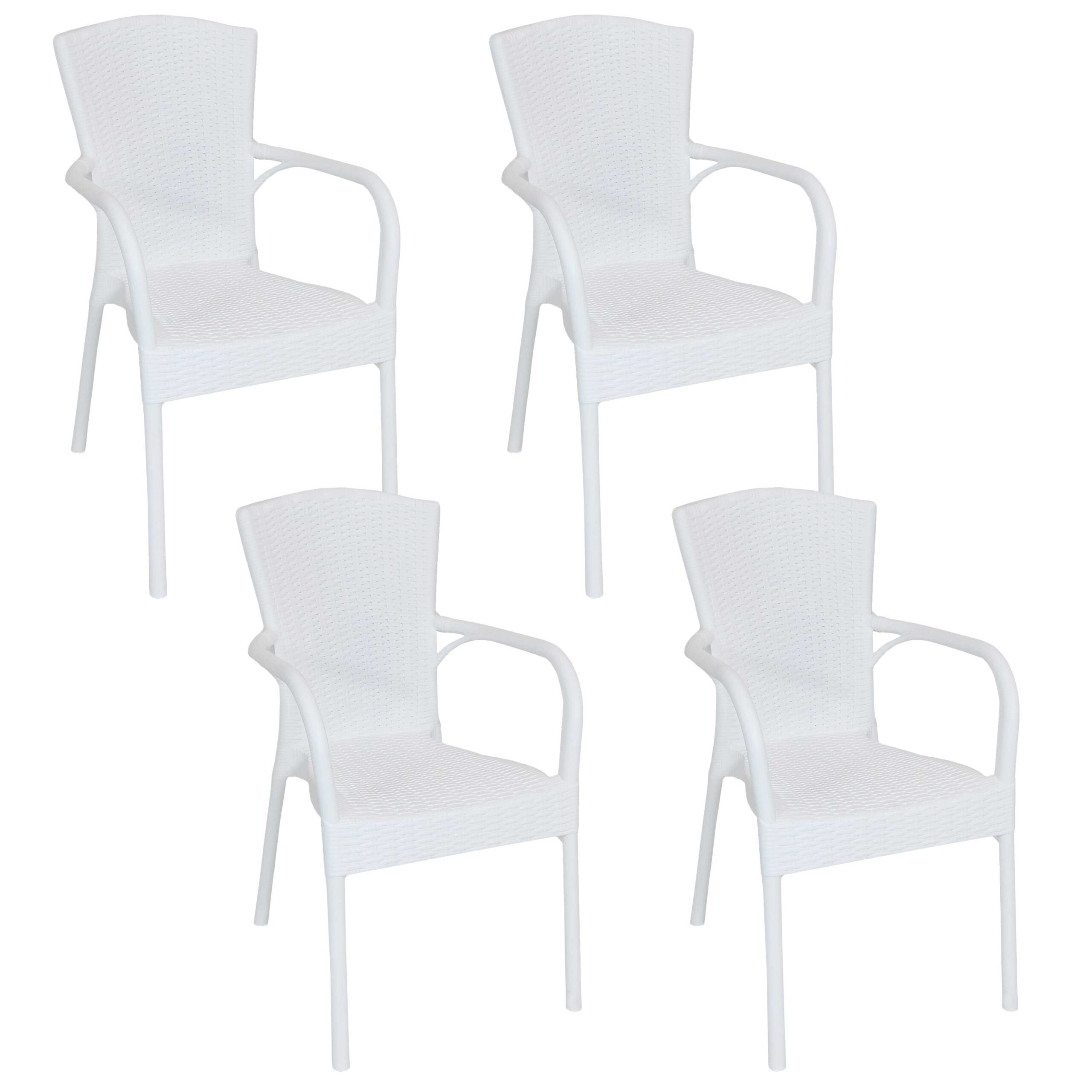Sunnydaze Segesta Plastic Patio Armchair - Set of 4 - white