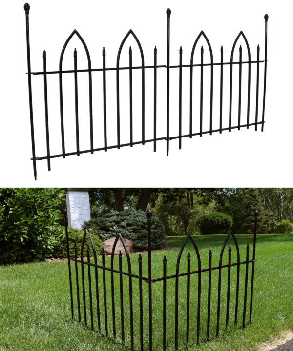 Sunnydaze Gothic Arch Garden Border Fence - 2-Piece