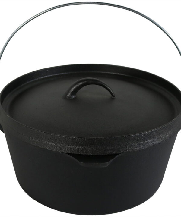 Sunnydaze Cast Iron 8-Quart Deep Dutch Oven Pre Seasoned - 12-Inch