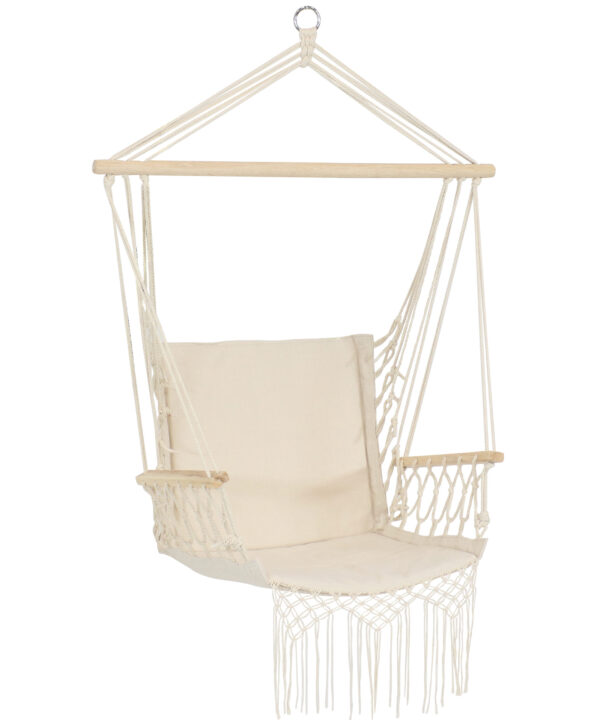 Sunnydaze Polycotton Hammock Chair with Armrests - Natural