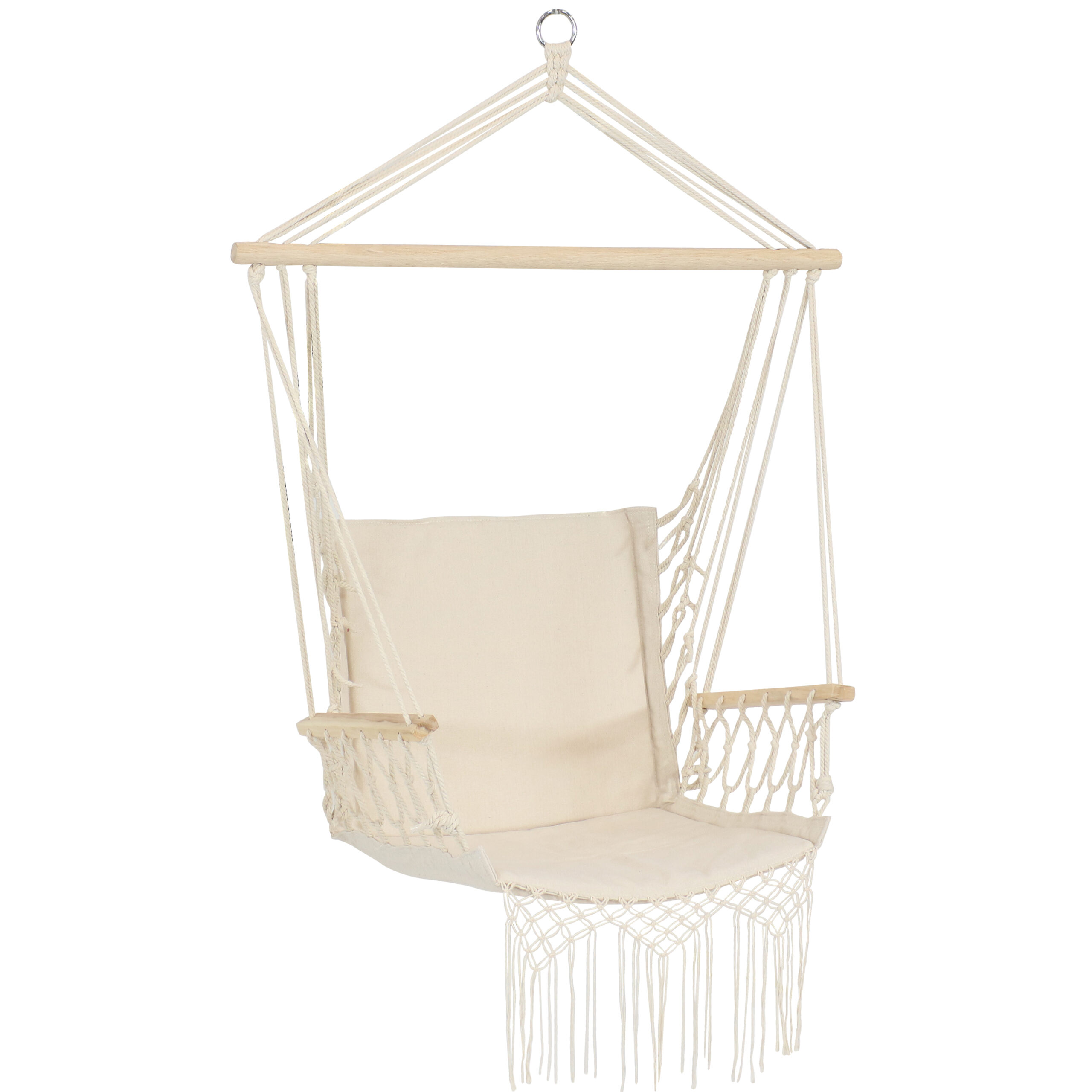 Sunnydaze Polycotton Hammock Chair with Armrests - Natural