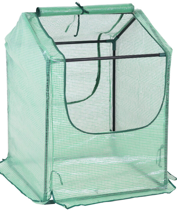 Sunnydaze Mini Greenhouse with 2 Side Doors - Green - 2' x 2'
