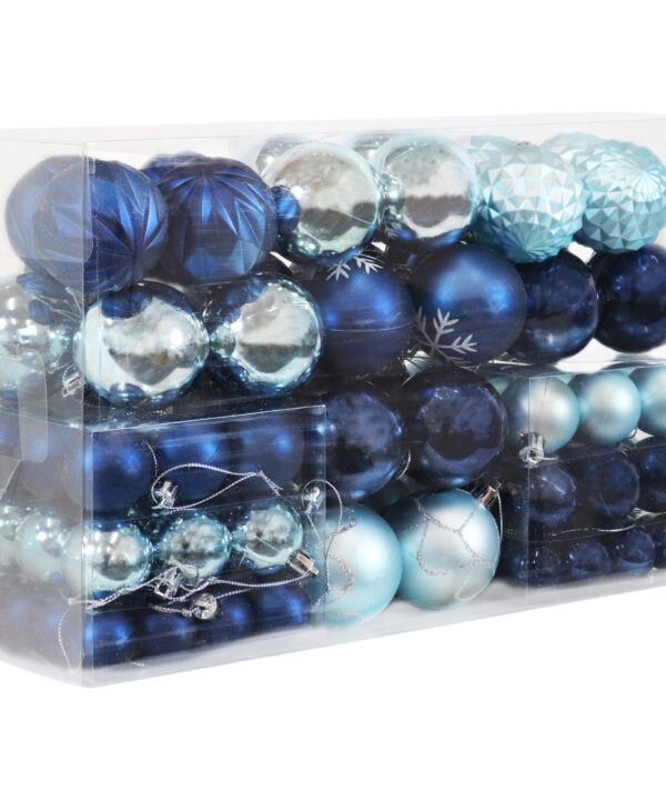 Winter Wonderland 100-Piece Blue and Silver Christmas Ornaments
