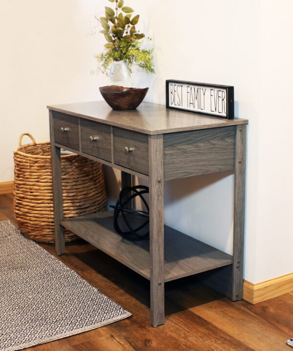 Classic Entryway Table with 3 Drawers – Thunder Gray