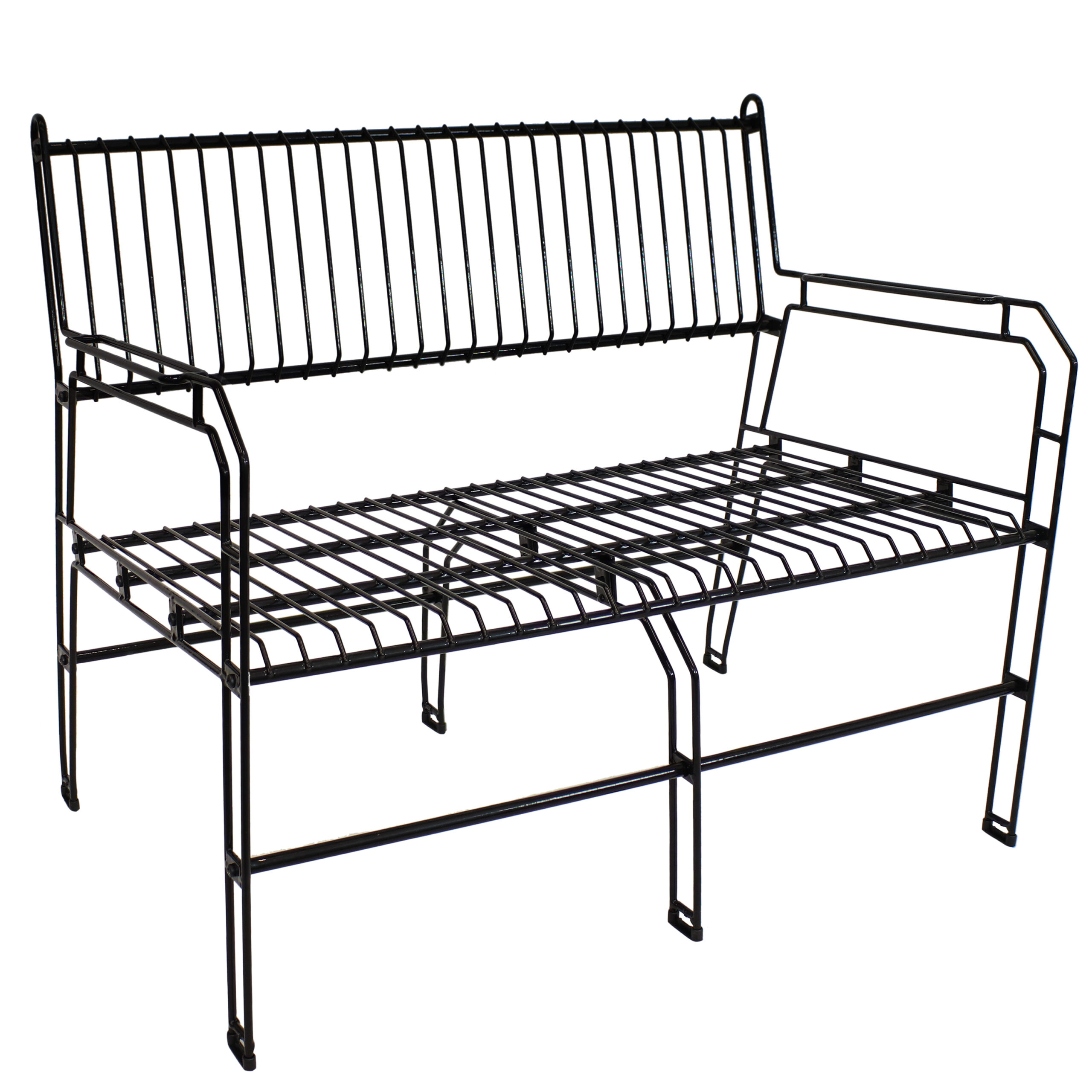 Indoor/Outdoor Steel Wire Bench - Black