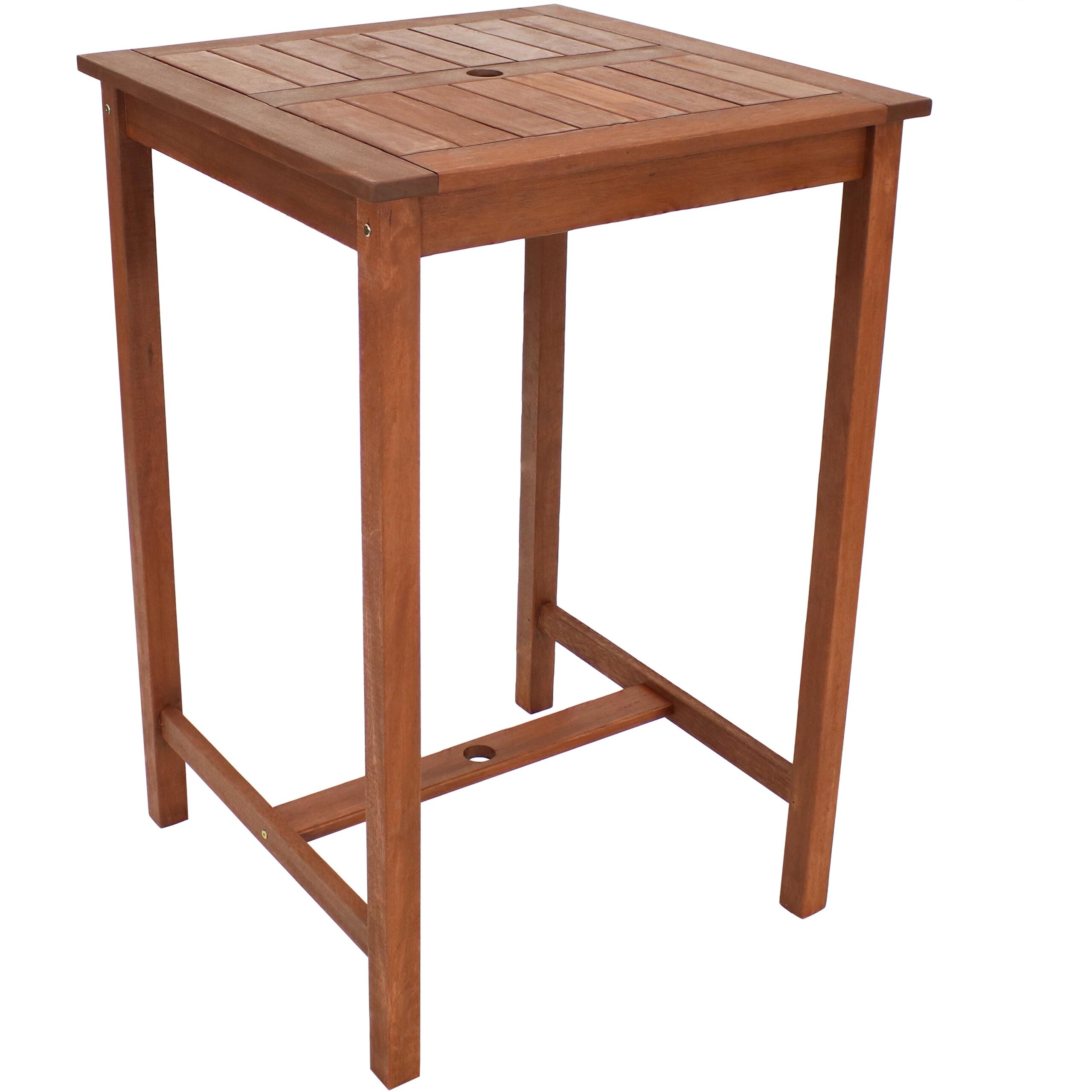 Sunnydaze Meranti Wood Square Bar Height Table