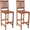 Sunnydaze Meranti Wood Bar Height Chairs - Set of 2