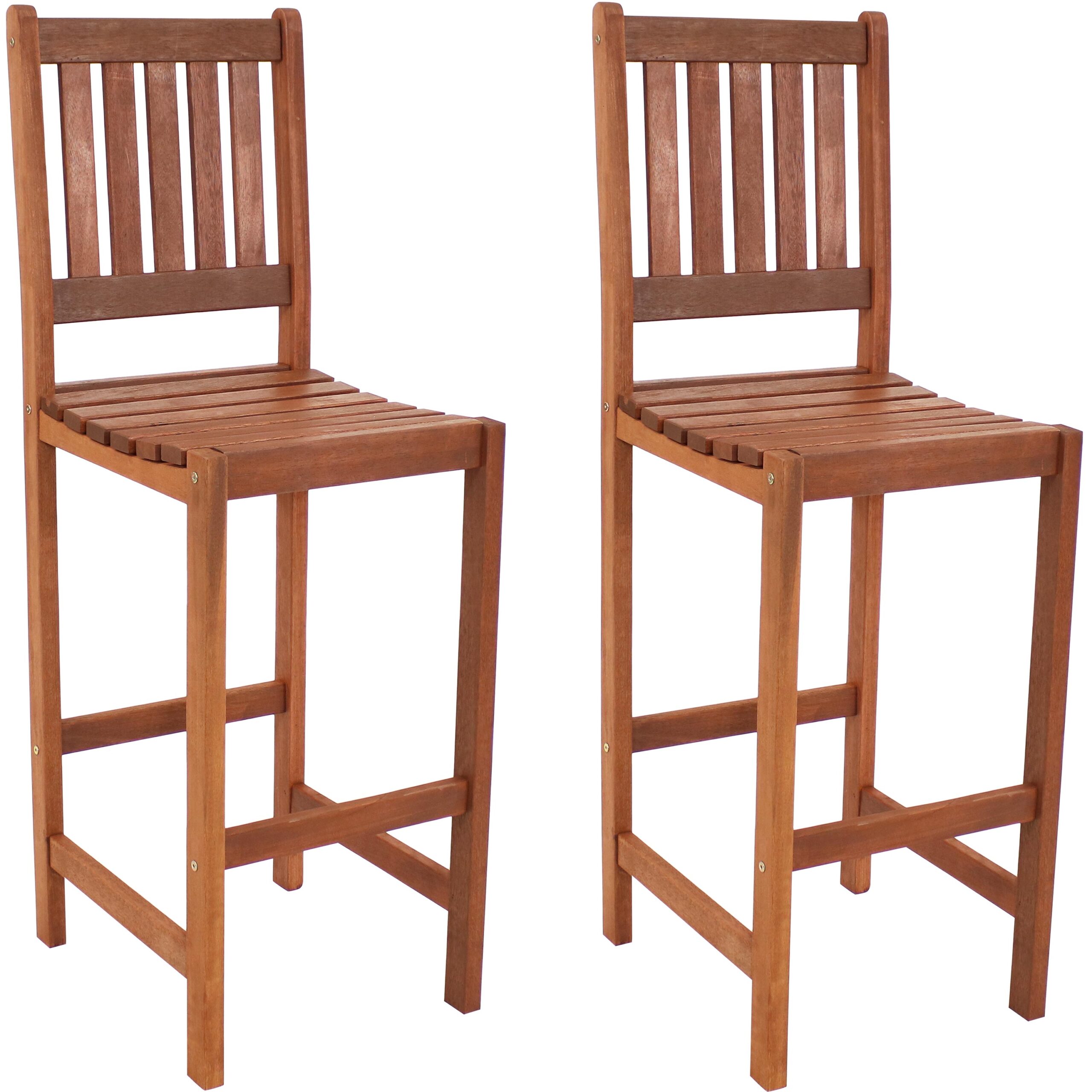Sunnydaze Meranti Wood Bar Height Chairs - Set of 2