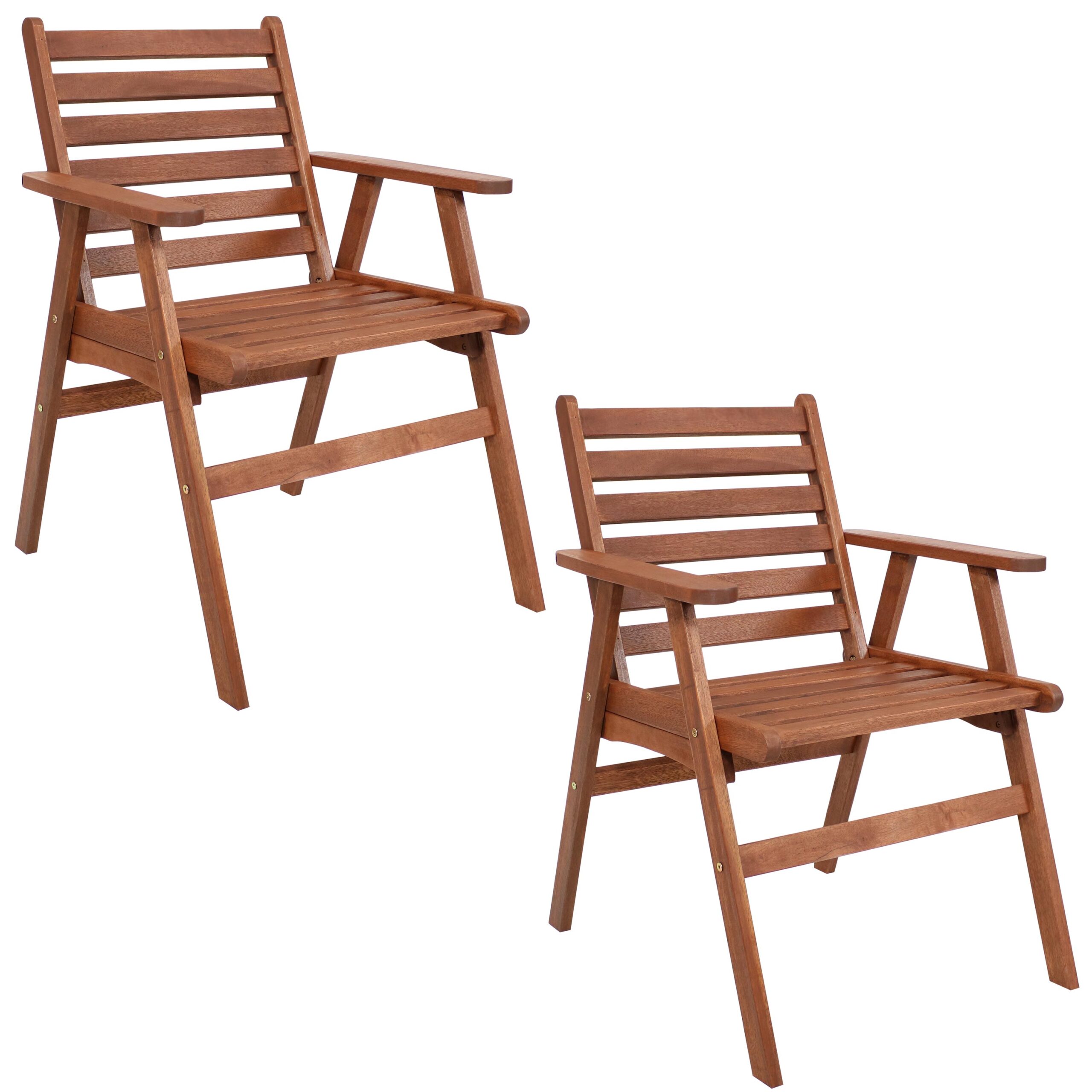 Sunnydaze Meranti Wood Arm Chair - Set of 2