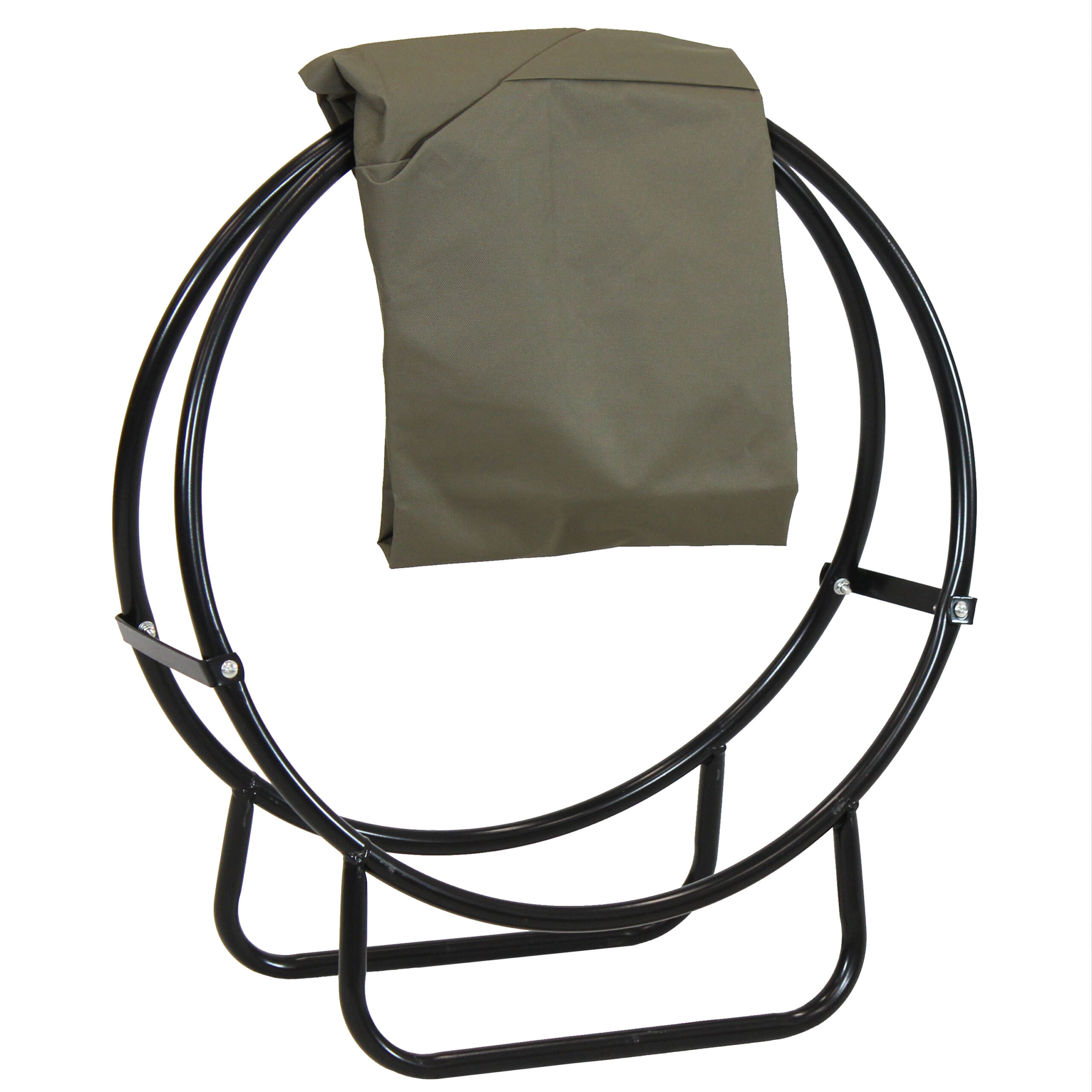 Sunnydaze Firewood Log Hoop Rack with Khaki Cover - Size Options Available