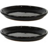 2 Sunnydaze Ceramic Planter Saucers – Obsidian – 12-Inch
