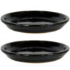 2 Sunnydaze Ceramic Planter Saucers – Obsidian – 9-Inch 2 Sunnydaze Ceramic Planter Saucers – Obsidian – 9-Inch