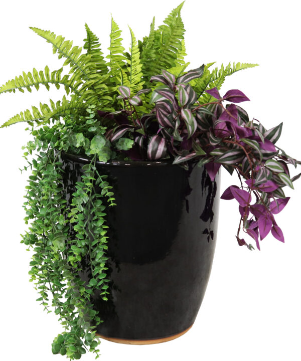 Captivating Vista Ceramic Indoor/Outdoor Planter - 14-Inch - Obsidian