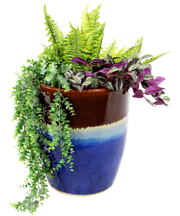 Captivating Vista Ceramic Indoor/Outdoor Planter - 14-Inch - Beachcomber