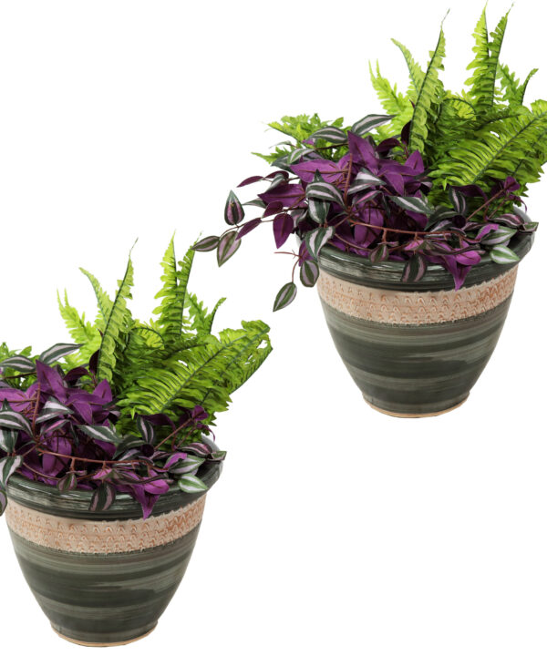 2 Purlieu Ceramic Indoor/Outdoor Planters - 12-Inch - Tempest