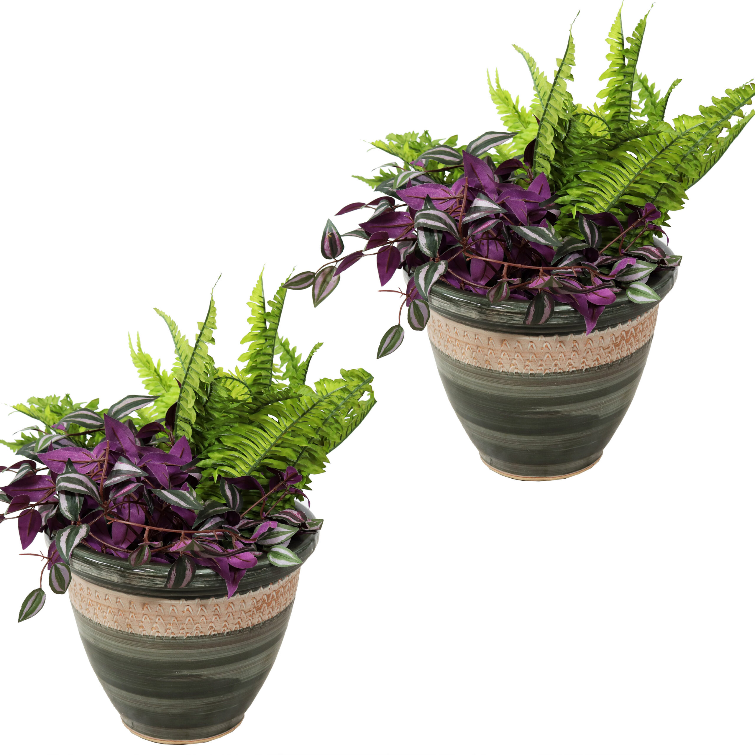 2 Purlieu Ceramic Indoor/Outdoor Planters - 12-Inch - Tempest