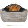 Sunnydaze Faux Stone Wood-Burning Fire Pit with Spark Screen - 35-Inch