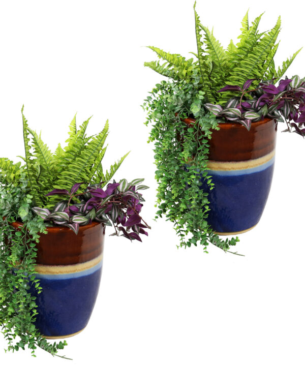 2 Captivating Vista Ceramic Indoor/Outdoor Planters - 11-Inch - Beachcomber