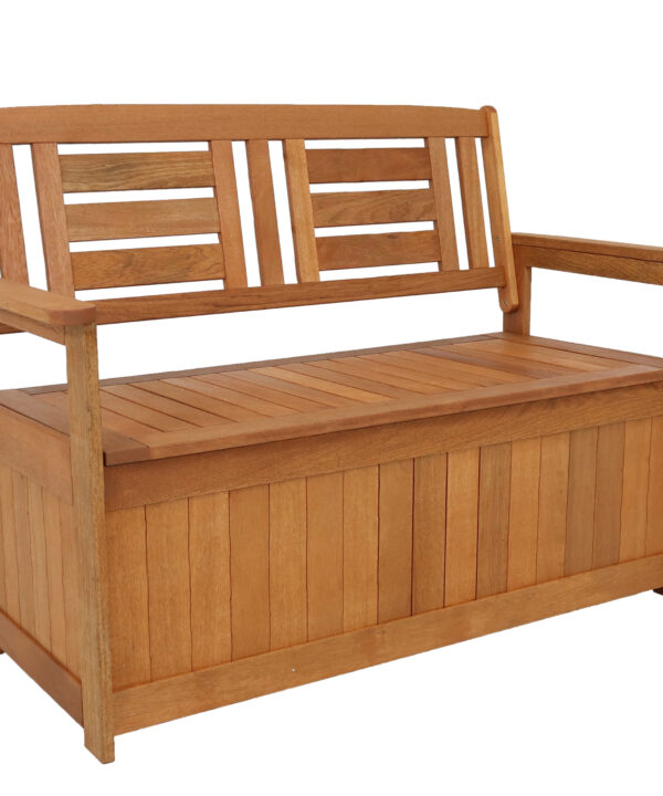 Sunnydaze Meranti Wood Outdoor Storage Bench with Teak Oil Finish - 51-Inch