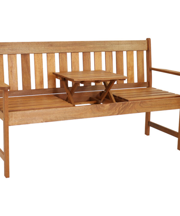 Sunnydaze Meranti Wood Outdoor Occasional Bench with Teak Oil Finish