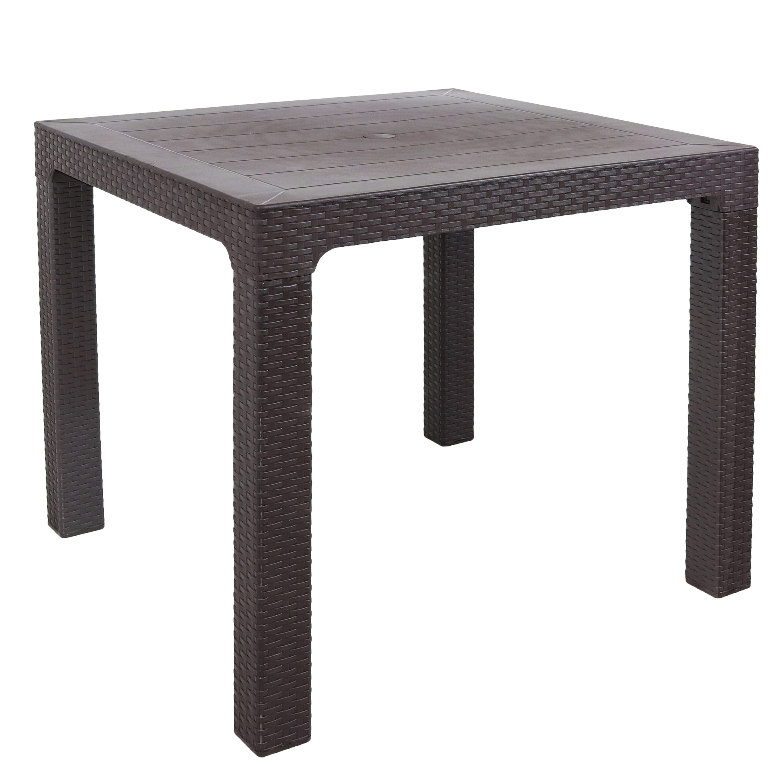 Sunnydaze Plastic Rattan Outdoor Patio Dining Table - Brown - 31.5-Inch Square