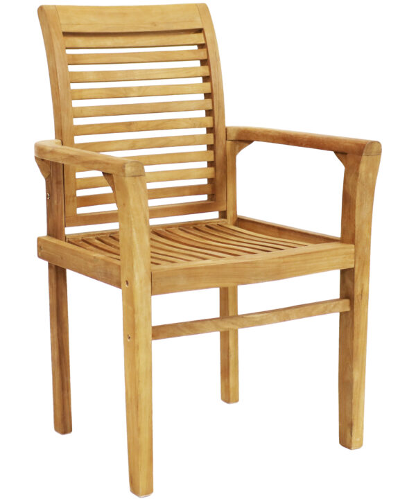 Sunnydaze Teak Outdoor Patio Dining Armchair - Traditional Slat Style - 1 Chair