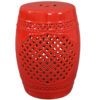 Sunnydaze Marrakesh Lattice Ceramic Decorative Garden Stool - Red - 17.75"