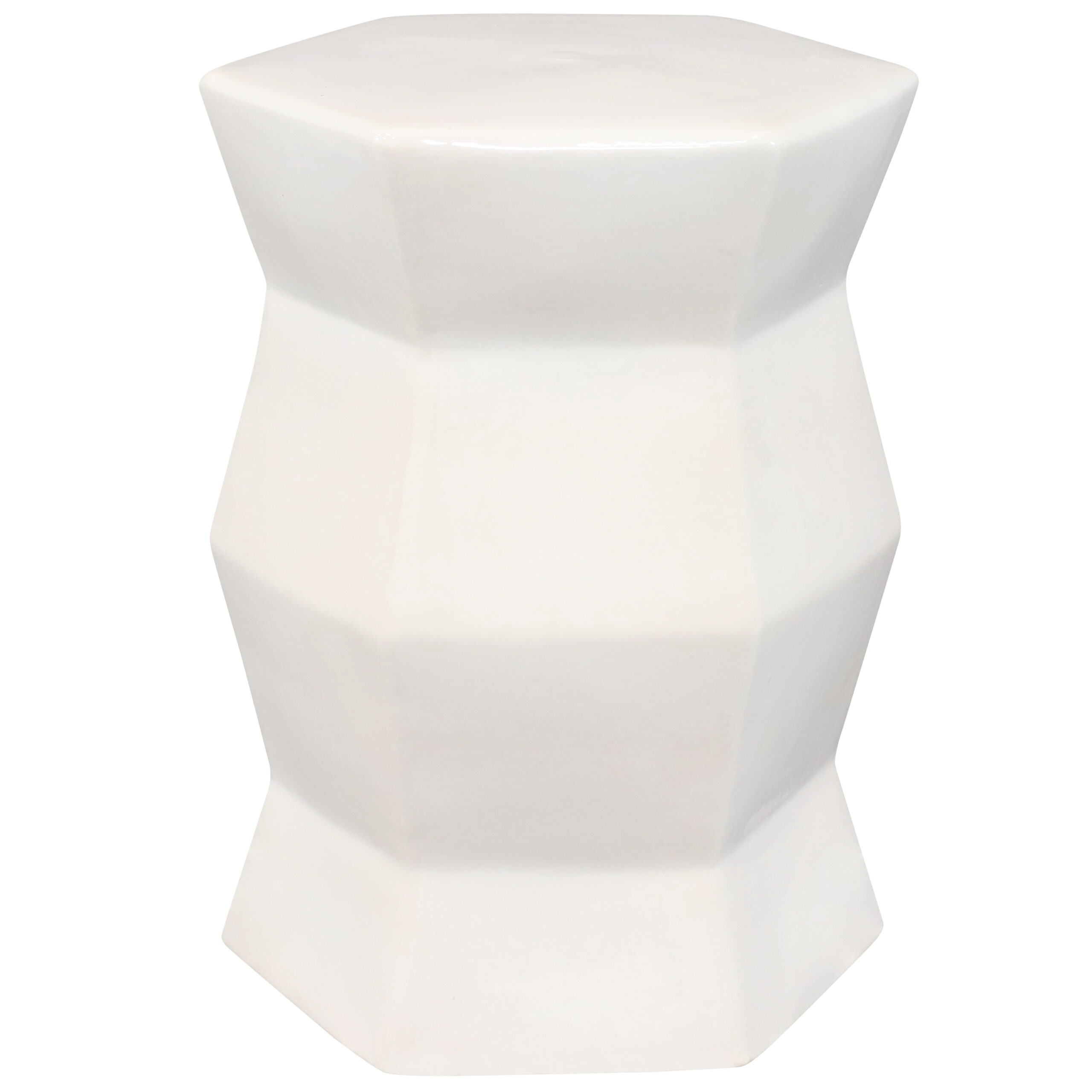 Sunnydaze Moderno Geometric Ceramic Decorative Garden Stool - White - 17.25"