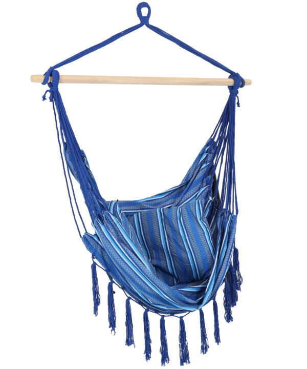 Sunnydaze Hanging Cushioned Hammock Chair - Cornflower Stripes