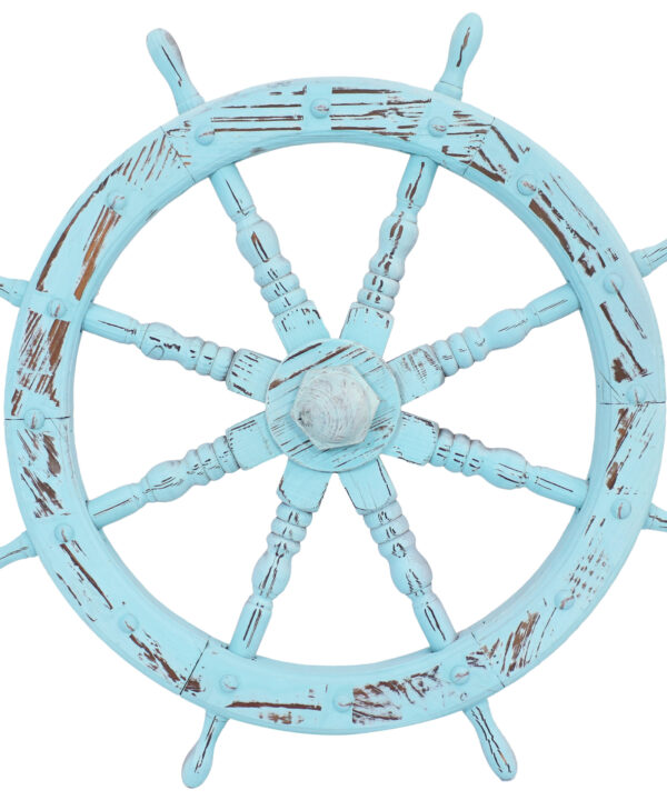 Wooden Sea Captain's Helm - Blue