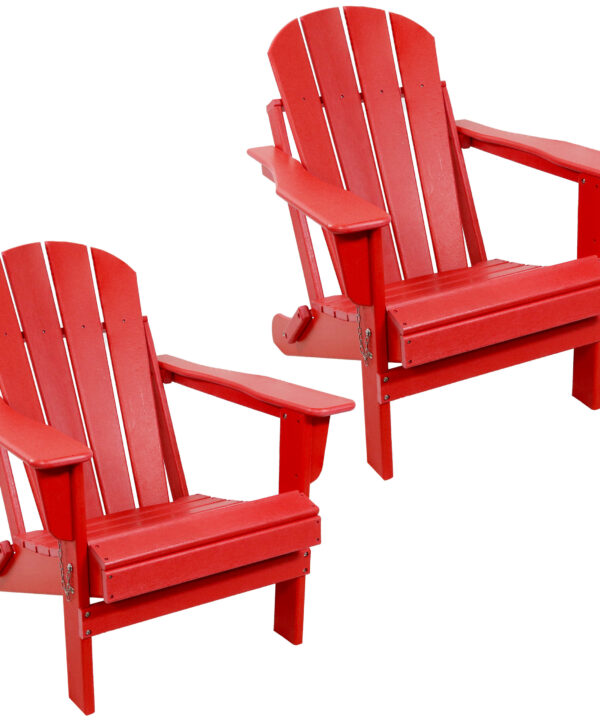 Foldable Adirondack Chair - Set of 2 - Red