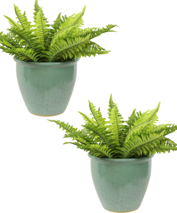 2 Ocean Villa Ceramic Indoor/Outdoor Planters - 11-Inch - Seaside Dreams