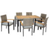 Carlow 7-Piece Rattan and Acacia Patio Dining Set - Mixed Gray/Stone Gray Carlow 7-Piece Rattan and Acacia Patio Dining Set - Mixed Gray/Stone Gray