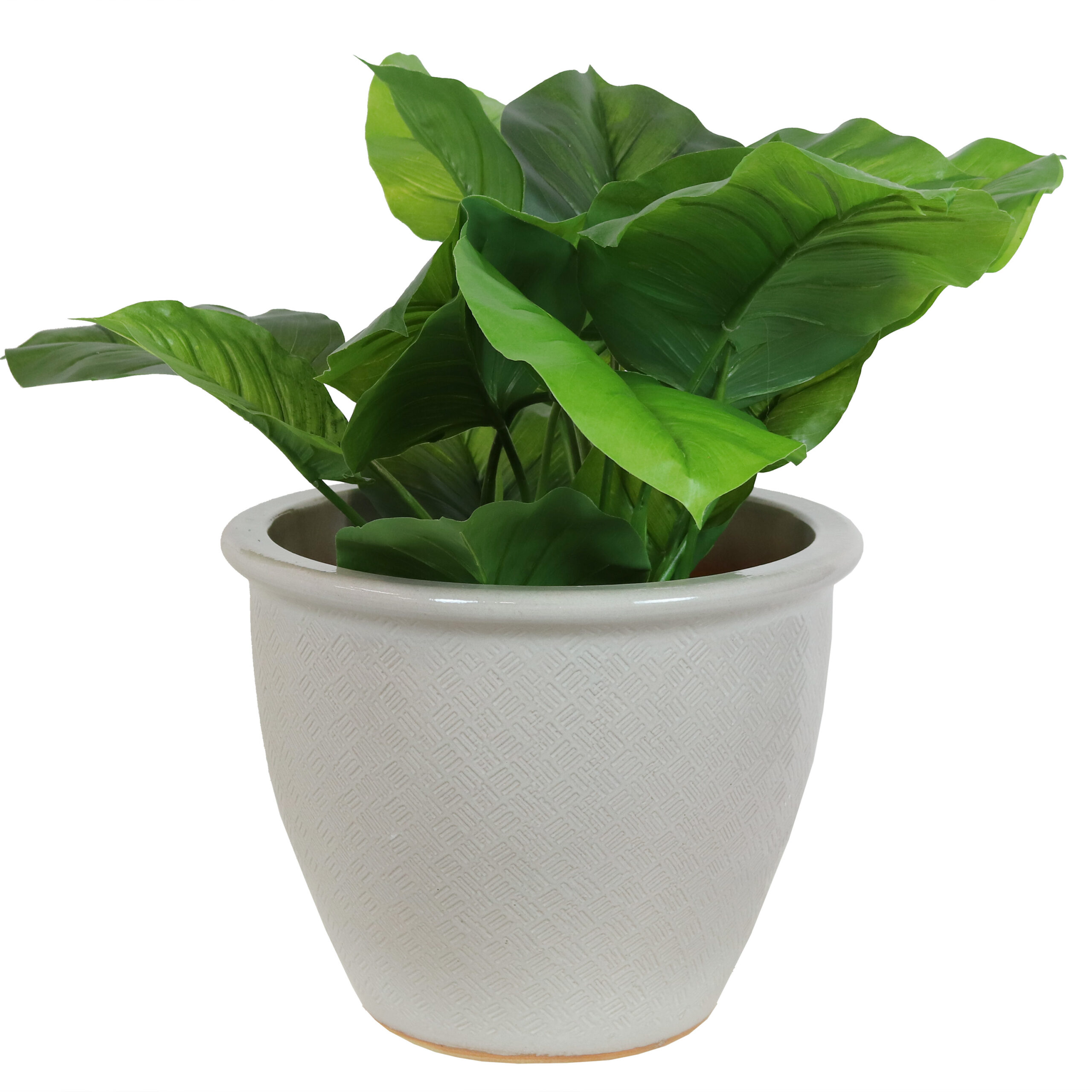 Ocean Villa Ceramic Indoor/Outdoor Planter - 15-Inch - Pearl