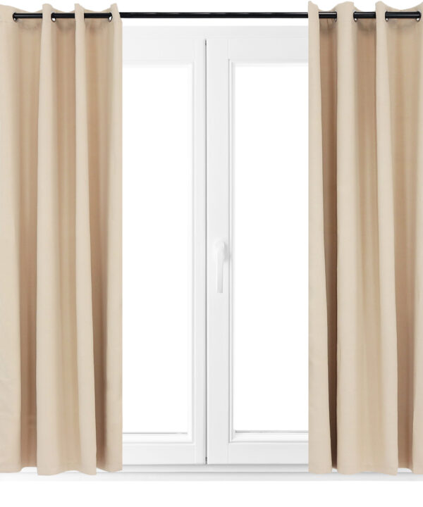 2 Indoor/Outdoor Blackout Curtain Panels with Grommet Top - 52 x 108 in (1.32 x 2.74 m)  - Beige