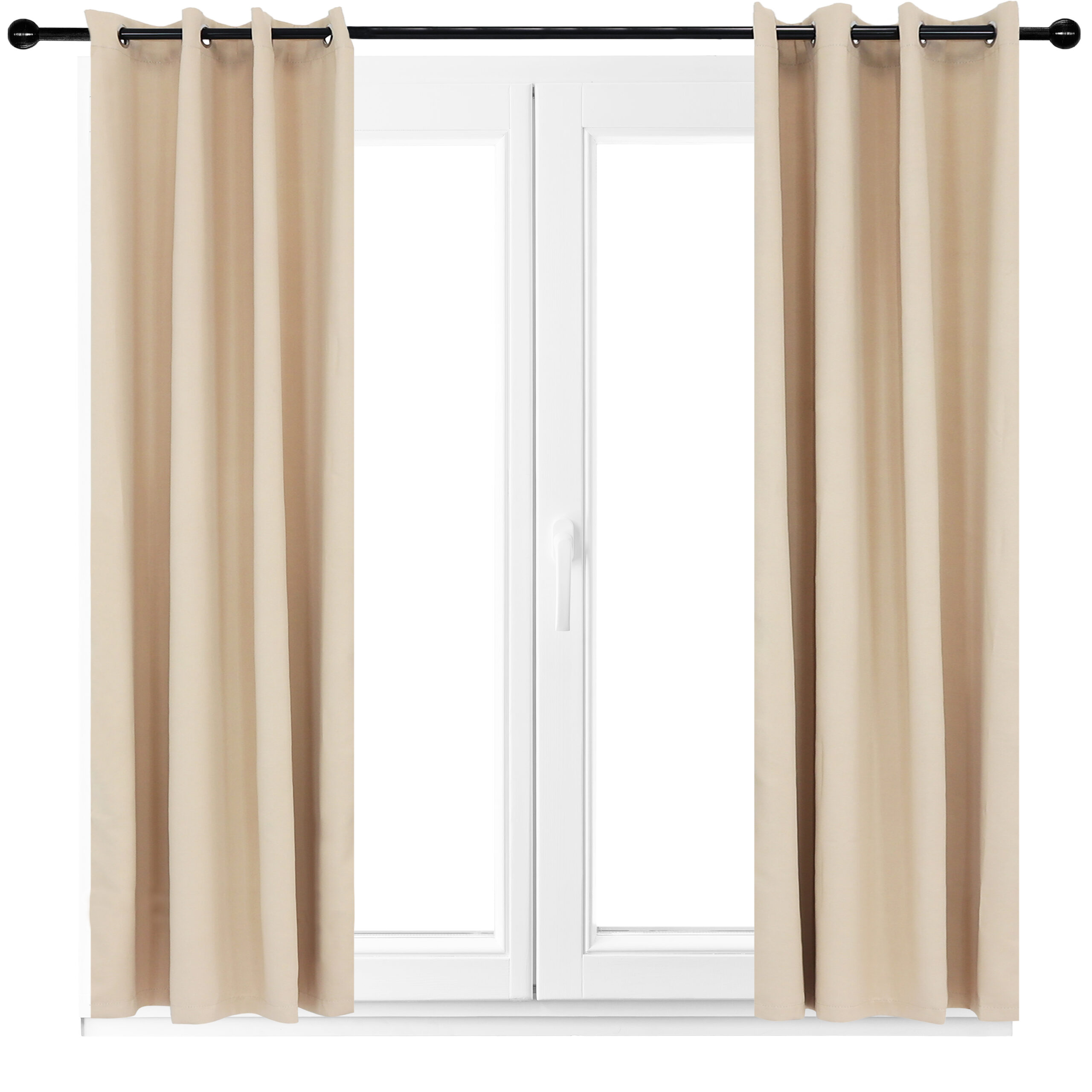 2 Indoor/Outdoor Blackout Curtain Panels with Grommet Top - 52 x 108 in (1.32 x 2.74 m) - Beige