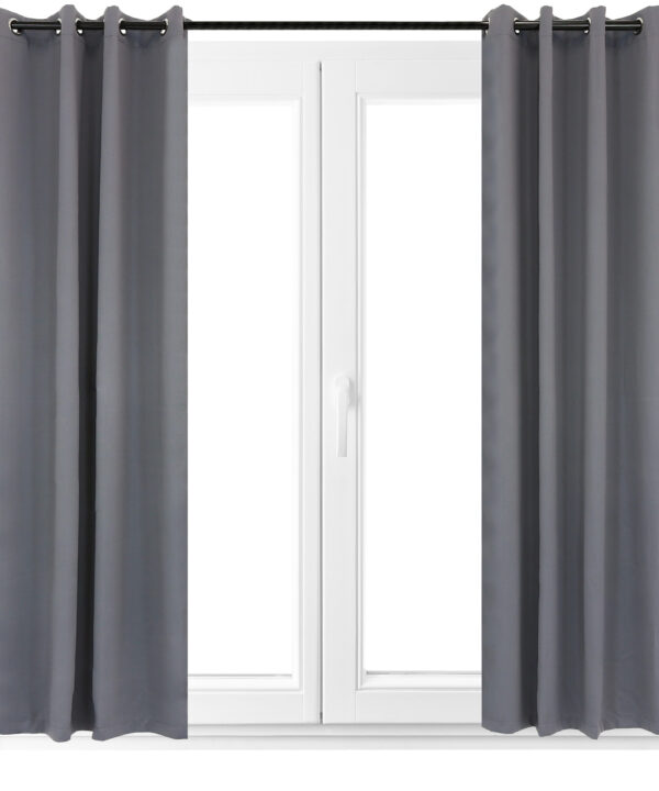 2 Indoor/Outdoor Blackout Curtain Panels with Grommet Top - 52 x 108 in (1.32 x 2.74 m)  - Gray