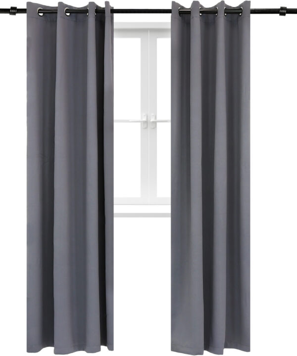 2 Indoor/Outdoor Blackout Curtain Panels with Grommet Top - 52 x 96 in (1.32 x 2.43 m) - Gray