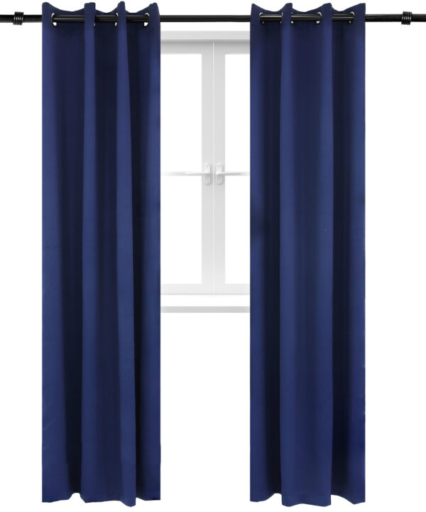2 Indoor/Outdoor Blackout Curtain Panels with Grommet Top - 52 x 96 in (1.32 x 2.43 m) - Blue